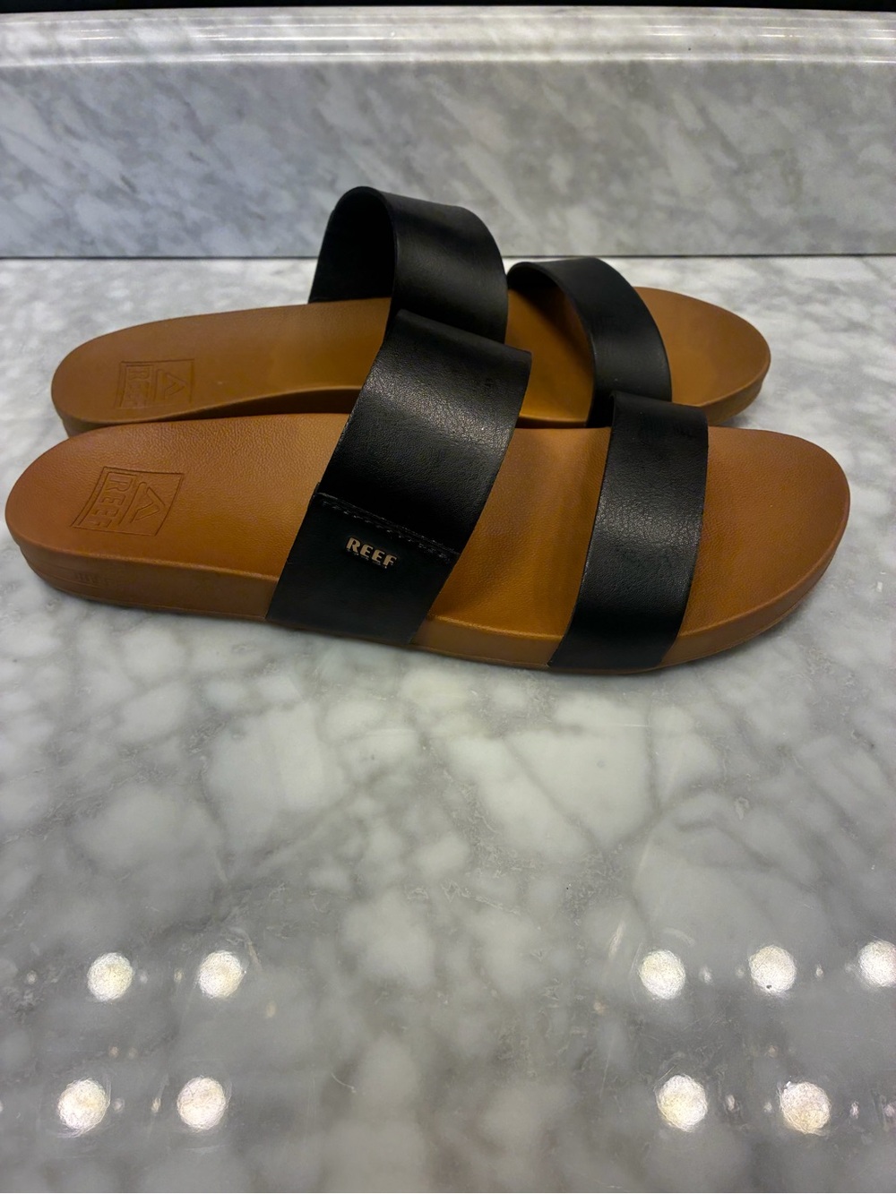 Reef Women’s Double-Strap Sandal’s  in Black and Brown Footbed